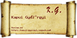 Kapui Györgyi névjegykártya